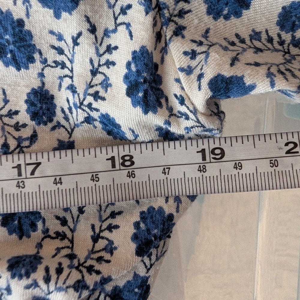 Lucky Brand Border Print Wrap Midi Dress M Blue Floral Boho Chic Cottage Prairie - Picture 14 of 16